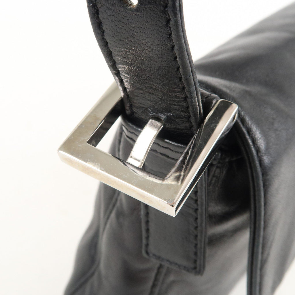 FENDI Mamma Baguette Leather Hand Bag Shoulder Bag Black Green