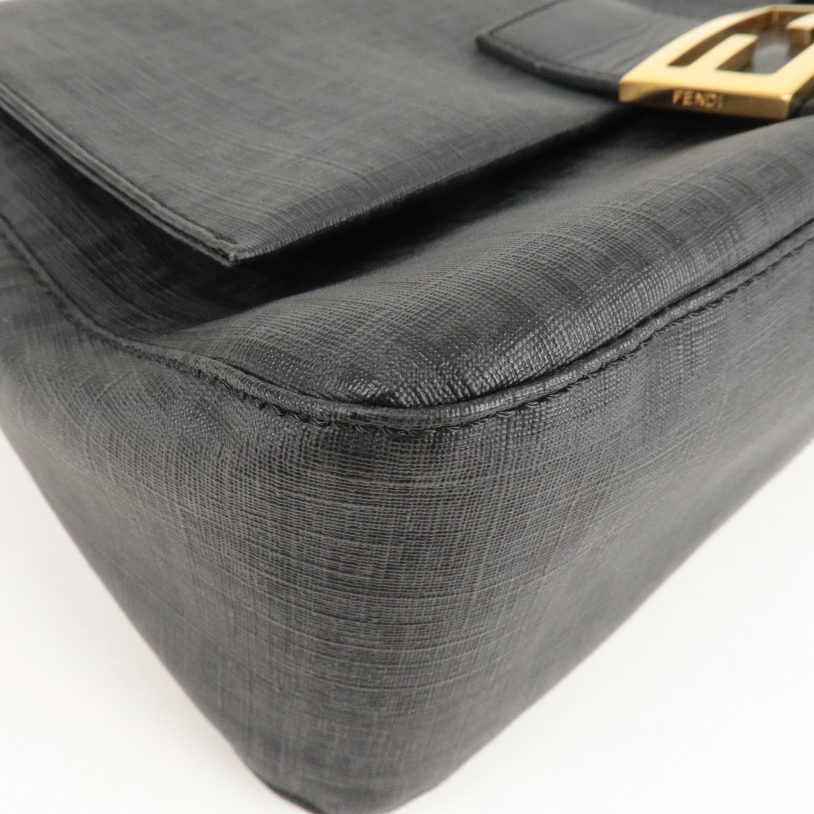 FENDI Zucchino Mamma Baguette Canvas Leather Shoulder Bag 8BR001