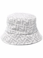 Fendi FF Jacquard Wool Silk Bucket Hat Grey