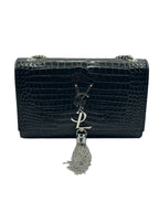 SAINT LAURENT - Small Kate Embossed Croc Tassel Bag
