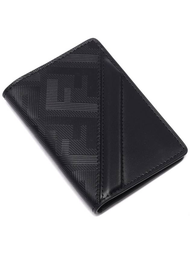 Fendi Men's Shadow Diagonal Leather Card Wallet Black