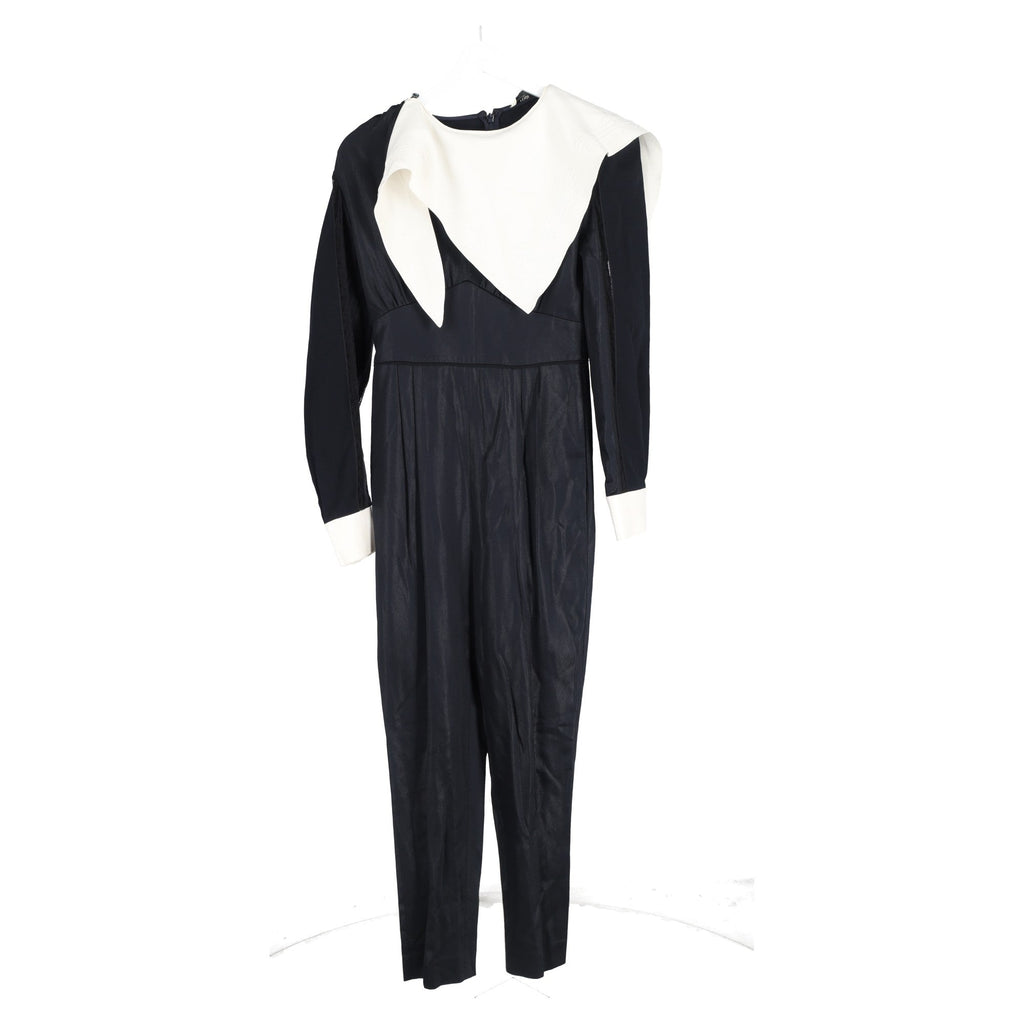 Fendi Scarf Detail Long Sleeve Jumpsuit in Black Polyester