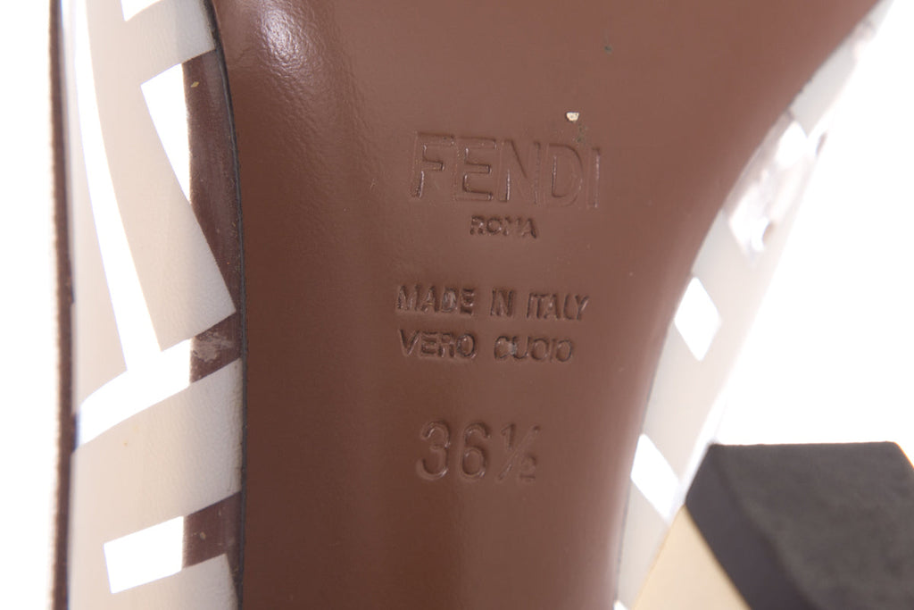Fendi Brown & Gold PVC Heels SZ 36.5