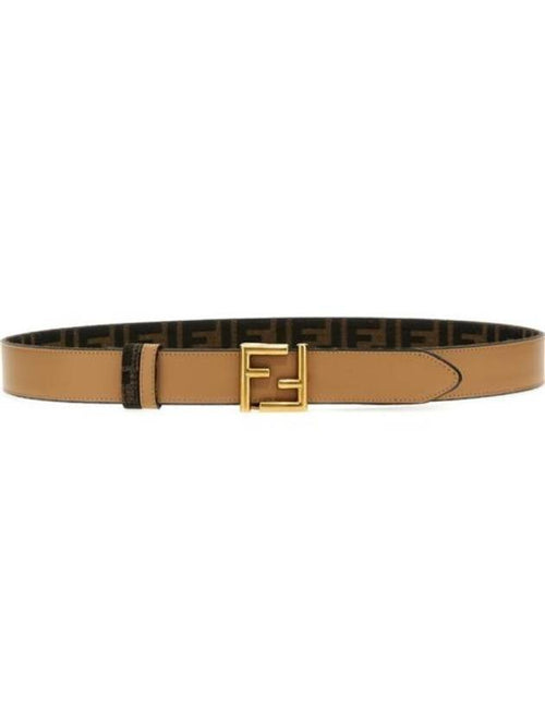 Fendi FF Fabric Reversible Leather Belt Beige