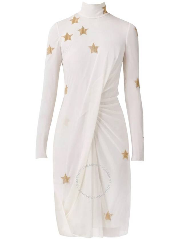 Burberry Star Patch High Neck Midi Dress Ivory