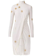 Burberry Star Patch High Neck Midi Dress Ivory