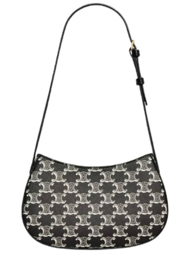 CELINE Medium Tilly Triomphe Canvas Two-Tone Shoulder Bag Black