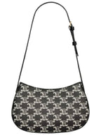 CELINE Medium Tilly Triomphe Canvas Two-Tone Shoulder Bag Black