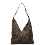 Fendi Zuka One-Shoulder Bag Brown Canvas Leather  Fendi