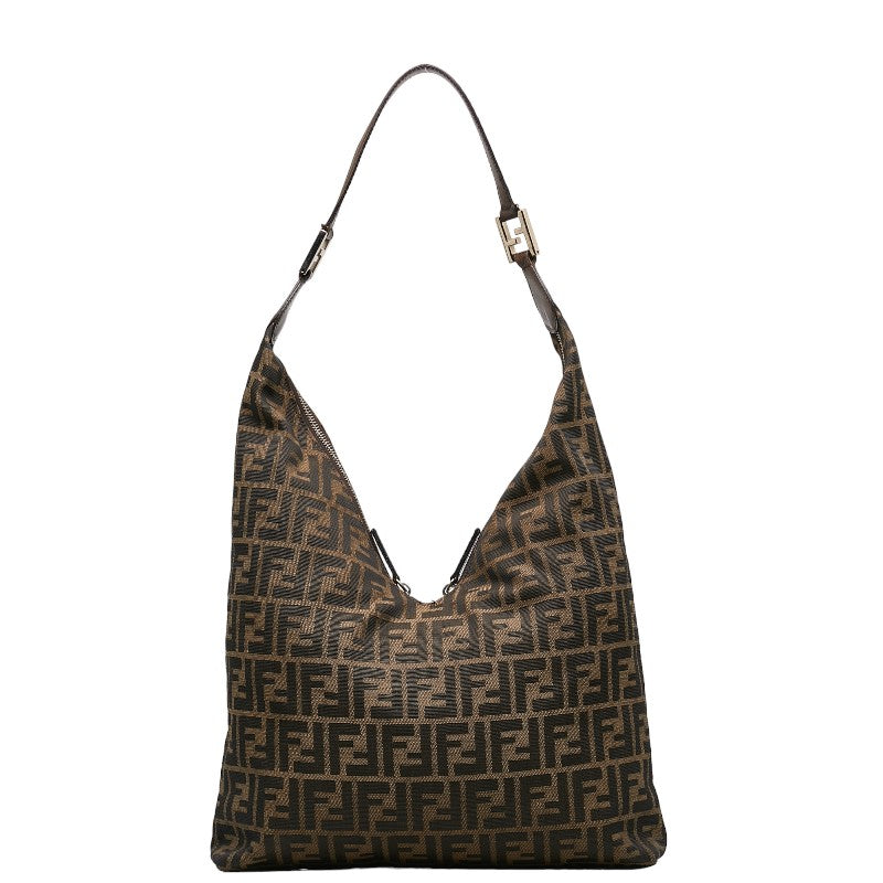 Fendi Zuka One-Shoulder Bag Brown Canvas Leather  Fendi