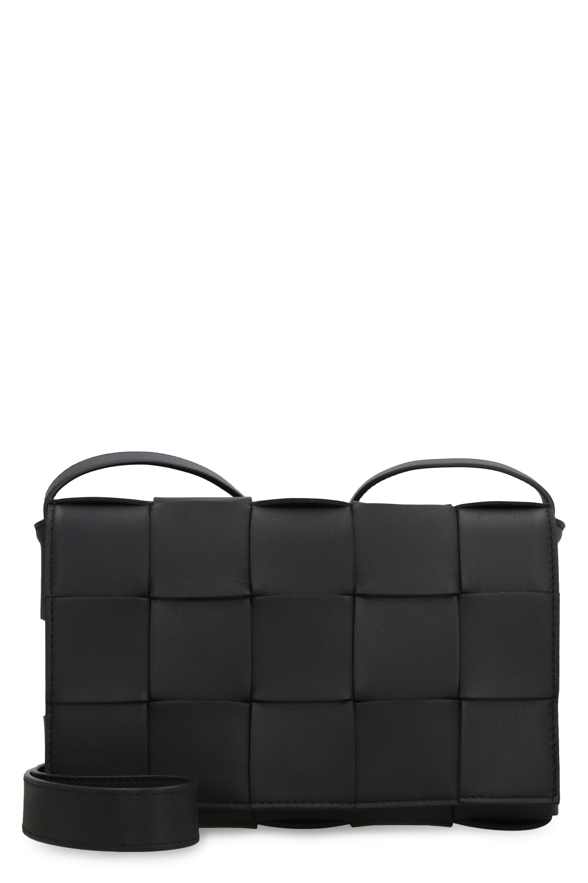 Bottega Veneta Women's Cassette Leather Crossbody Bag in Black | Size UNICA | 578004VMAY1