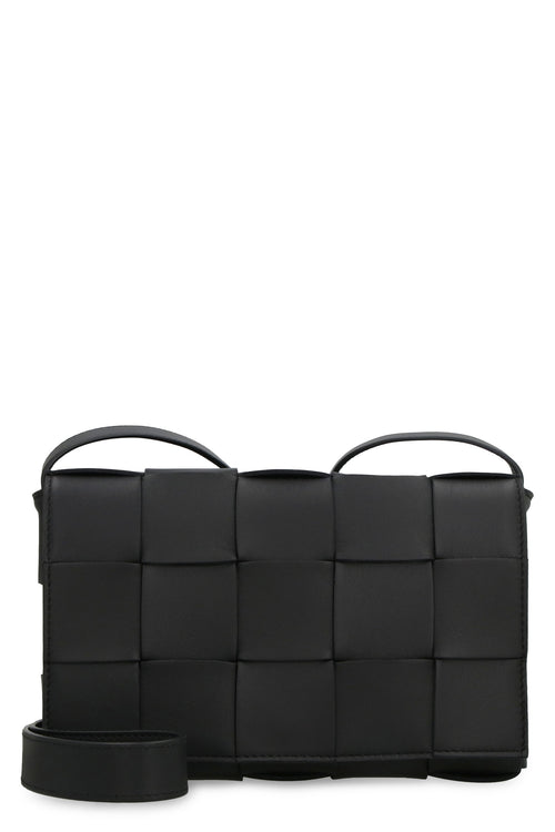 Bottega Veneta Women's Cassette Leather Crossbody Bag in Black | Size UNICA | 578004VMAY1