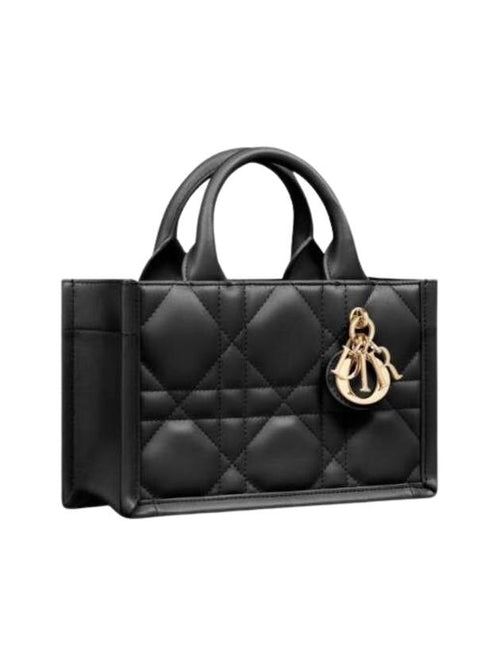 Macrocannage Calfskin Strap Mini Book Tote Bag Black Dior