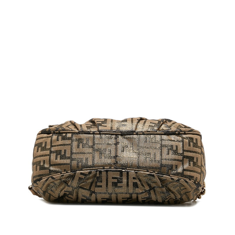 Fendi Zuka Chain Shoulder Bag 8BR614 Gold Canvas Leather Ladies Fendi