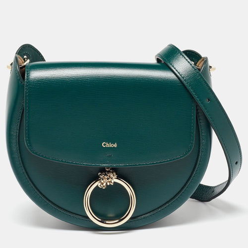 Chloe Green Leather Arlène Small Flap Crossbody Bag