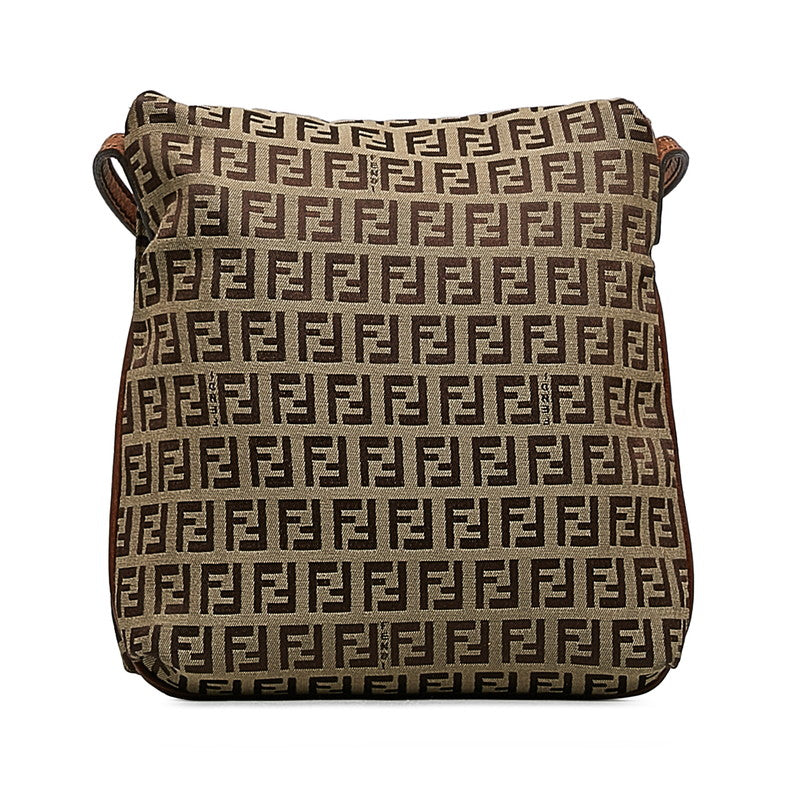 Fendi Zkino Sliding Shoulder Bag 8BT075 Beige Brown Canvas Leather Ladies Fendi