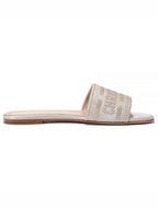 Dway Metallic Thread Embroidered Satin Slippers Gold Dior