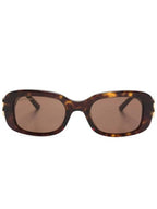 Balenciaga Eyewear Rectangle Acetate Sunglasses Havana