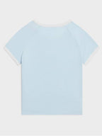 CELINE Triomphe Cotton Jersey Short Sleeve T-Shirt Pastel Blue