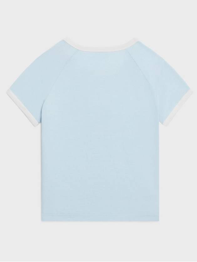 CELINE Triomphe Cotton Jersey Short Sleeve T-Shirt Pastel Blue