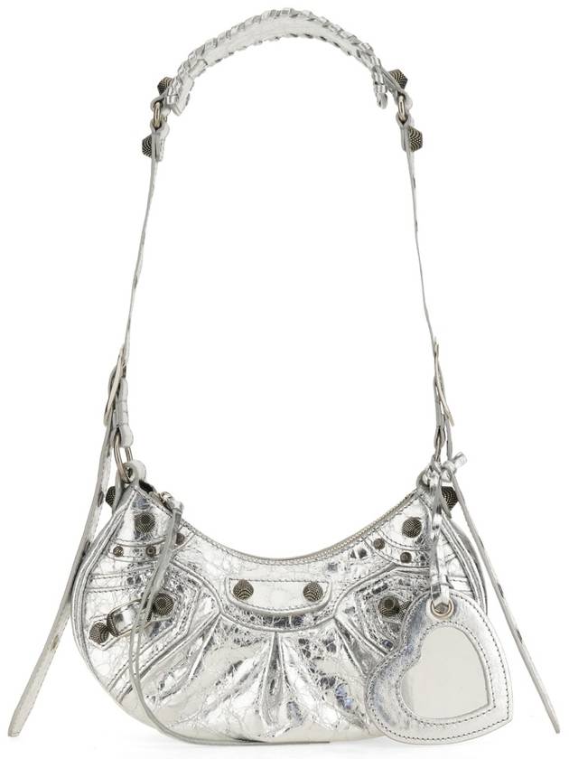 Balenciaga Metallic Le Cagol XS Lambskin Shoulder Bag Silver