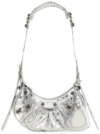 Balenciaga Metallic Le Cagol XS Lambskin Shoulder Bag Silver