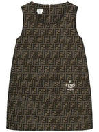 Fendi Kids All Over FF Print Dress Brown