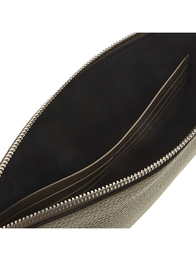 Fendi FF Logo Flat Leather Clutch Bag Beige