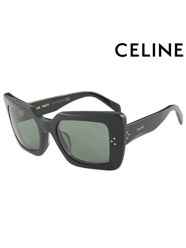 CELINE Eyewear Logo Square Acetate Sunglasses Green Black