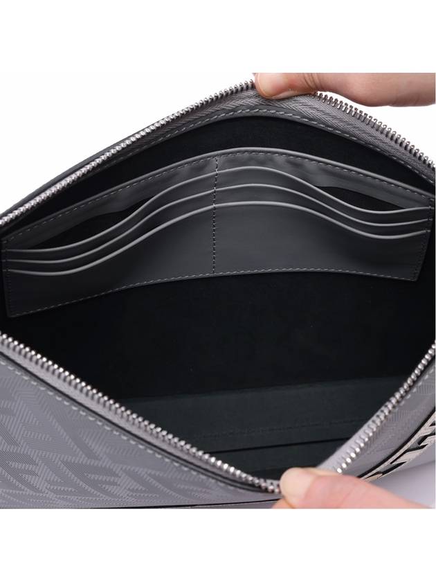 Fendi Men's O Lock FF Chain Print Clutch Bag Grey