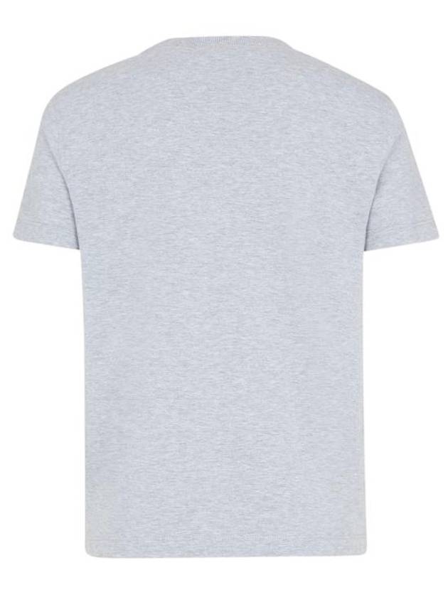 Fendi Lettering Embroidered Short Sleeve Cotton T-Shirt Grey