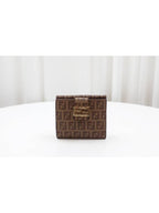 Fendi FF Logo PVC Juca Half Wallet Brown 8M0188