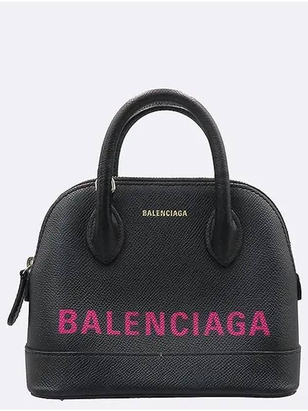 Balenciaga 525050 Black Leather Logo Printing Bill Top Tote Bag Shoulder Strap