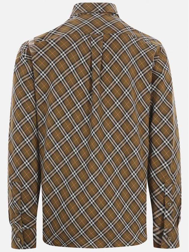 Burberry B Shield Embroidered Check Cotton Long Sleeve Shirt Oxide