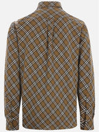 Burberry B Shield Embroidered Check Cotton Long Sleeve Shirt Oxide