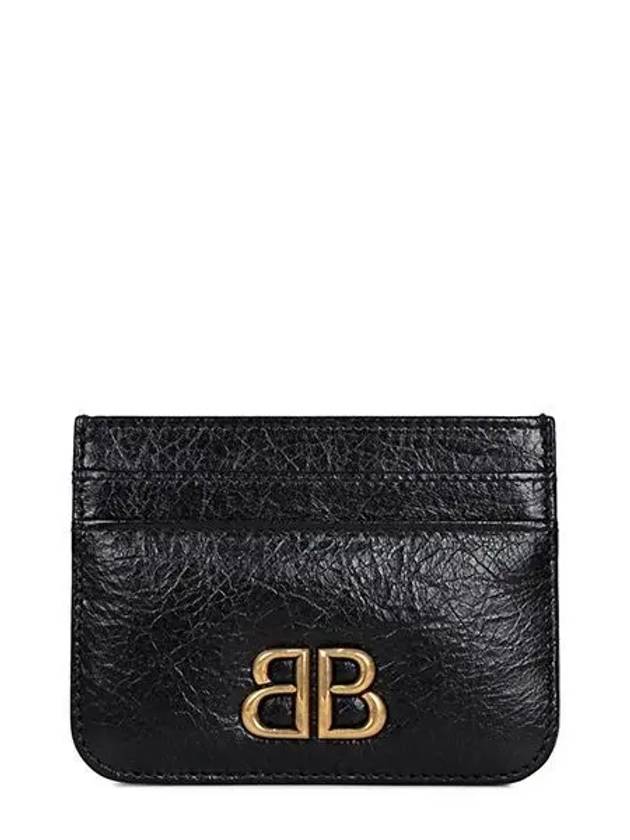 Balenciaga Embellished Logo Leather Card Wallet Black