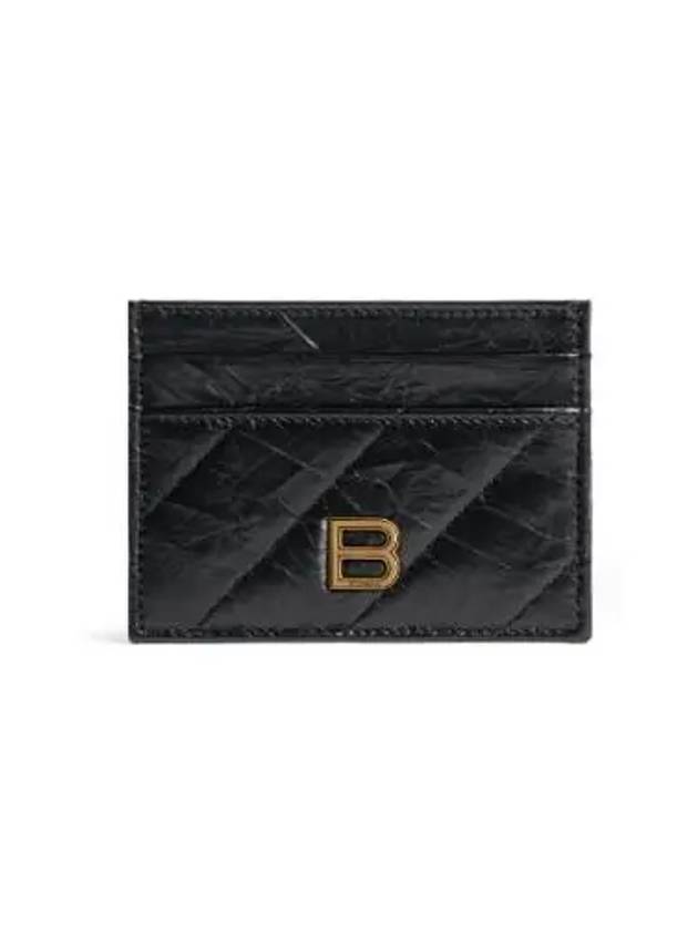 Balenciaga Crush Quilted Calfskin Card Wallet Black