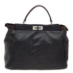 Fendi /dark Leather Large Peekaboo Top Handle Bag