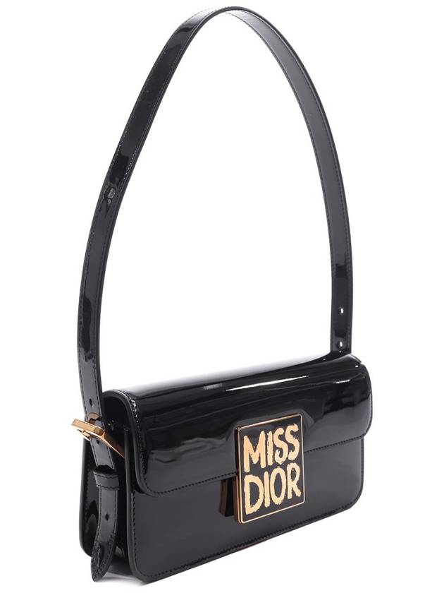 Flap Patent Calfskin Tote Bag Black Dior