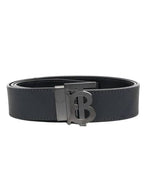 Burberry Men's Check Reversible Leather Belt Charcoal Graphite