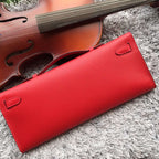 Hermes Red Handcrafted Kelly Cut Clutch