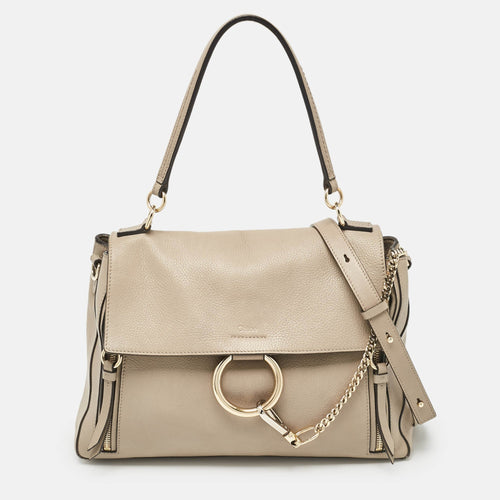 Chloe Beige Leather and Suede Medium Faye Day Top Handle Bag