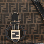 Fendi Zucca Canvas And Patent Leather Mama Flap Shoulder Bag