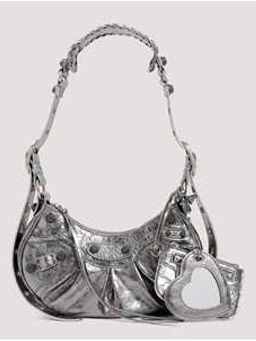 Balenciaga Metallic Le Cagol XS Lambskin Shoulder Bag Silver