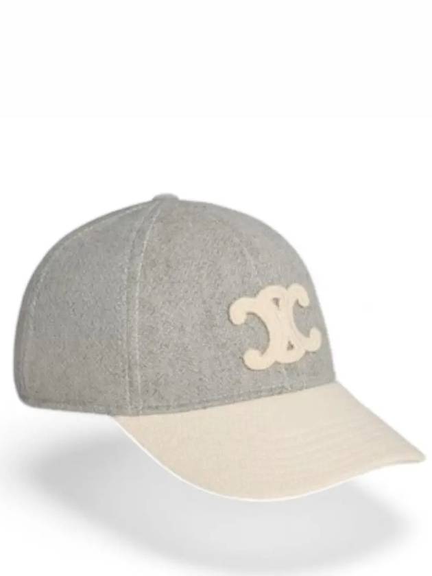 CELINE Triomphe Wool Ball Cap Vanilla Grey