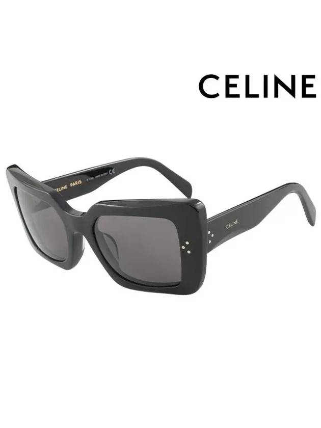 CELINE Eyewear Logo Square Acetate Sunglasses Grey Black
