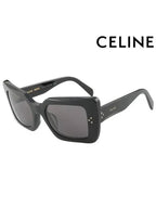 CELINE Eyewear Logo Square Acetate Sunglasses Grey Black