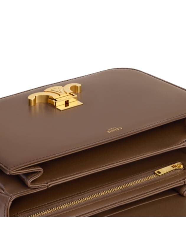 CELINE ClassiqueTriomphe Shiny Calfskin Shoulder Bag Glazed Brown