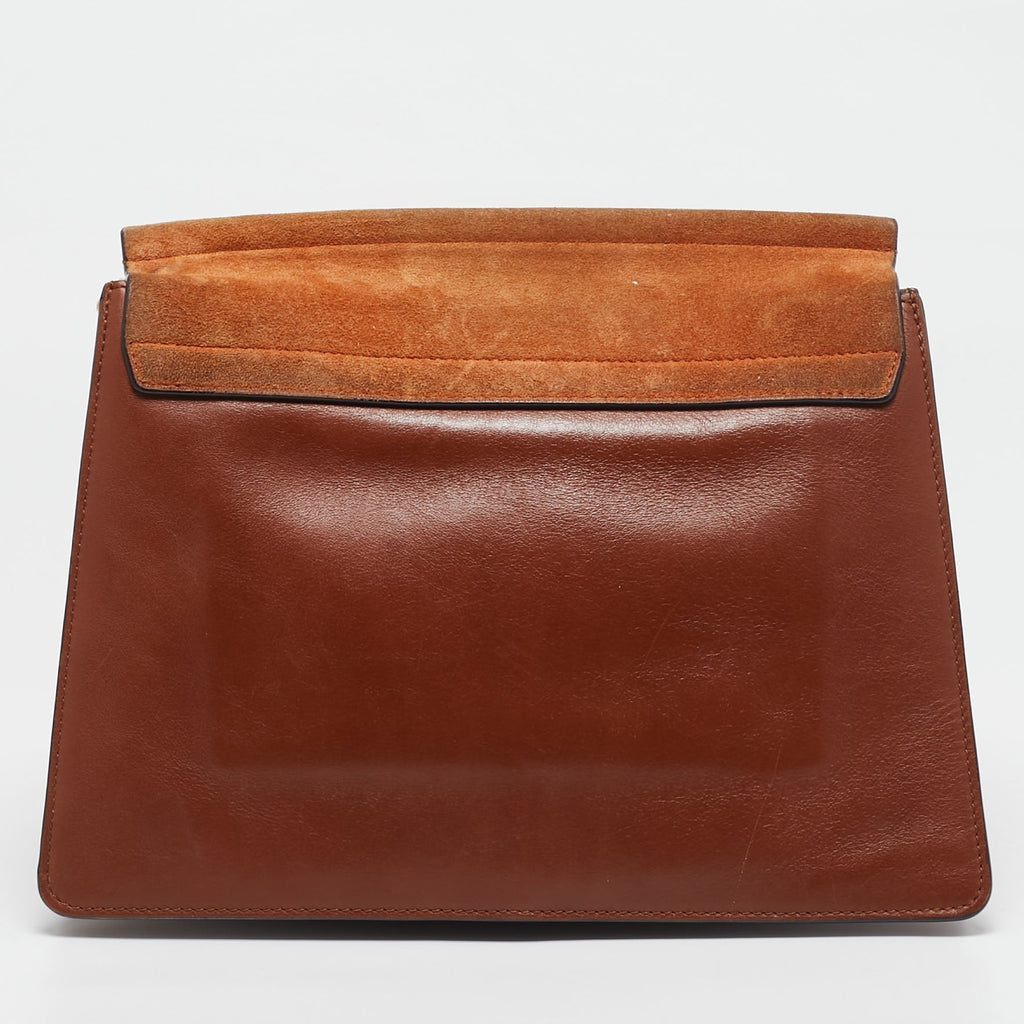 Chloe Brown/orange Leather Ad Suede Faye Medium Shoulder Bag