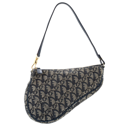 Dior Vintage Saddle Bag Diorissimo Canvas Mini